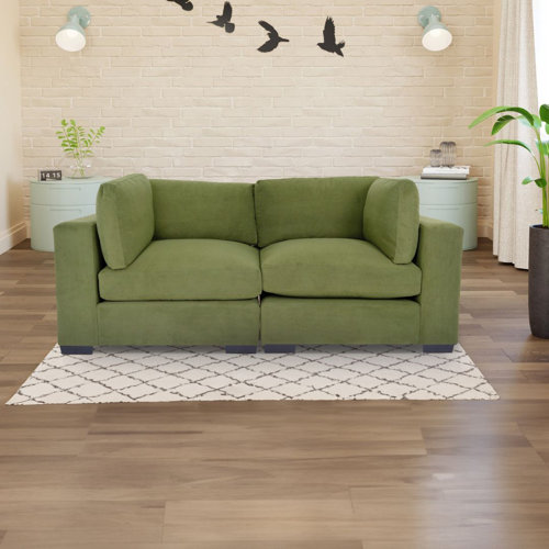 Hokku Designs Daziyah Broadway Modern Forest Green Loveseat Sofa with